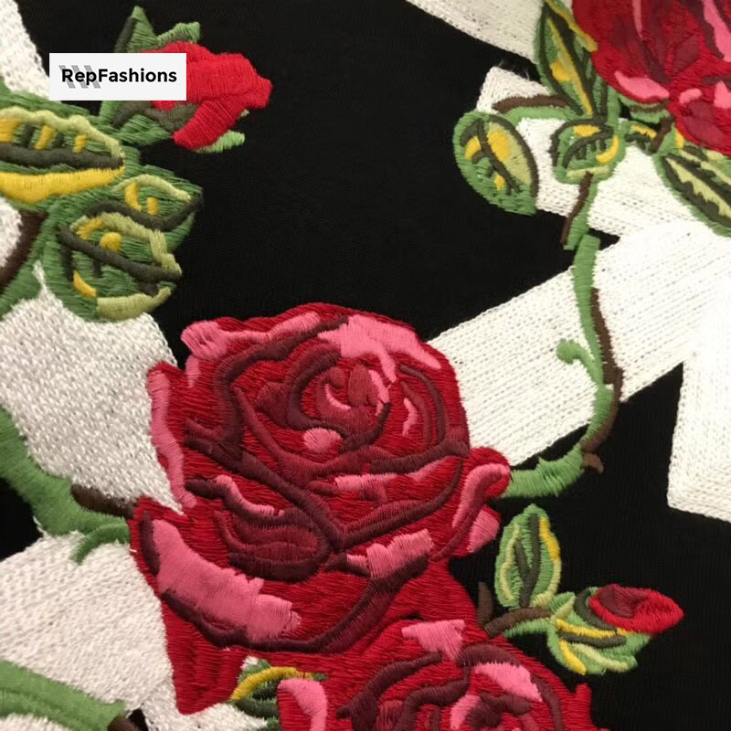 Best Cheap Rep OFF WHITE Embroidered Rose Zip Up Hoodie For Sale ...