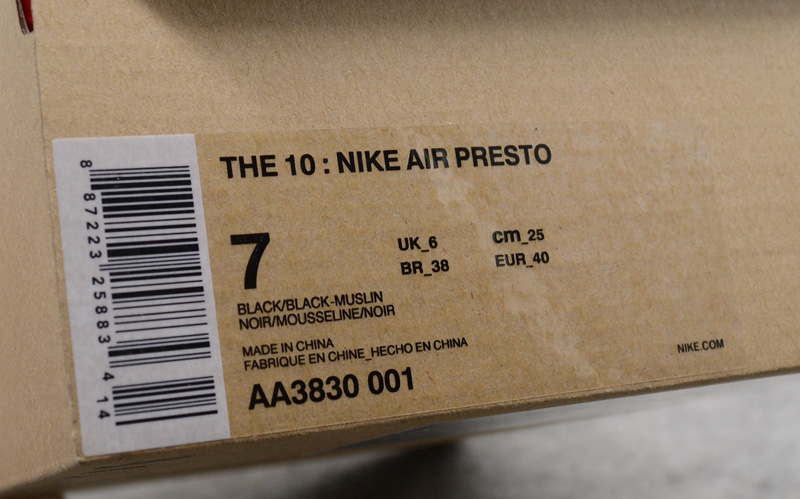 Nike x Off White Air Presto Replica The Ten Shoe Box