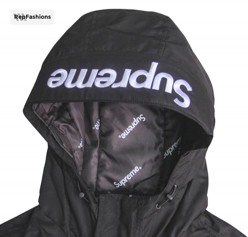 17FW Supreme Black Half Zip Pullover Hood