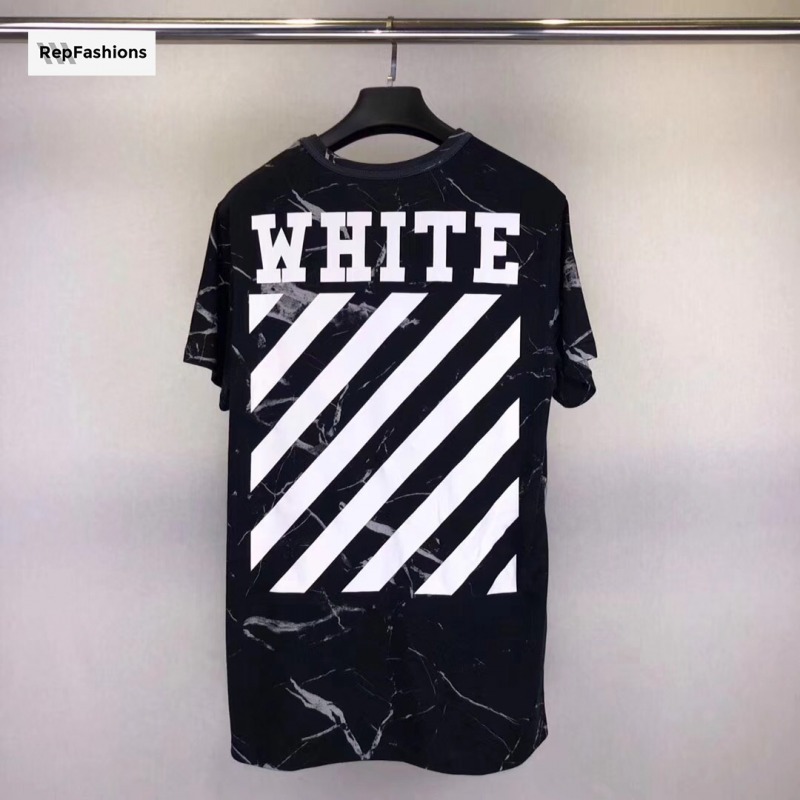 Off White Black Marble Tee