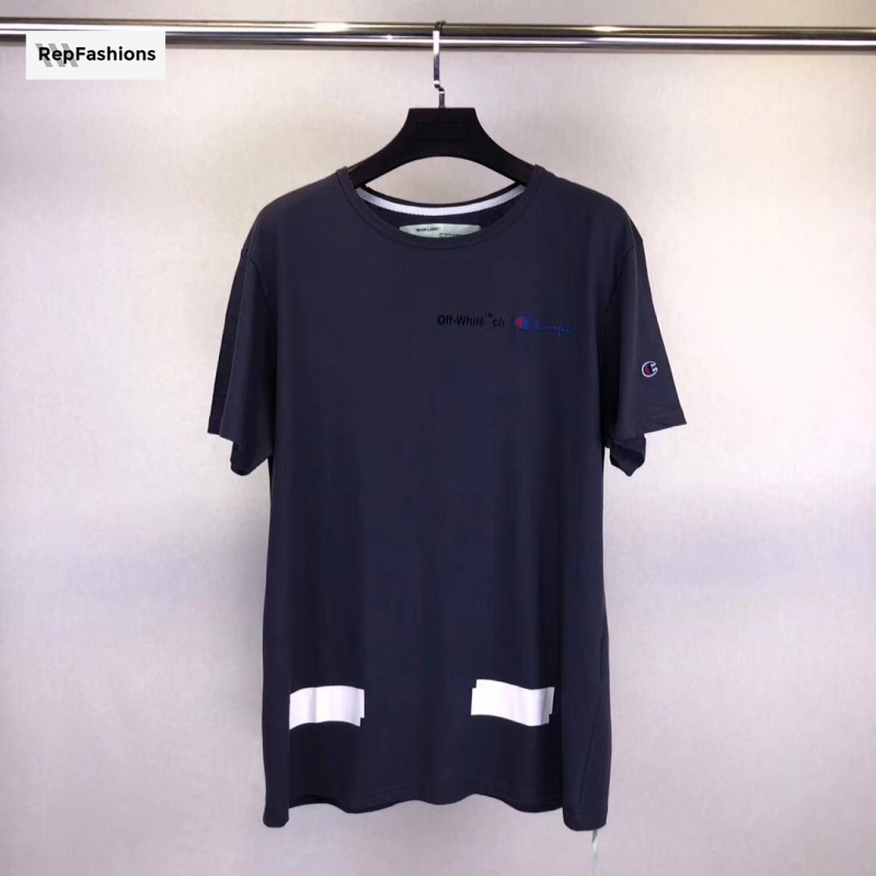 Off White x Champion Blue T Shirt (1)