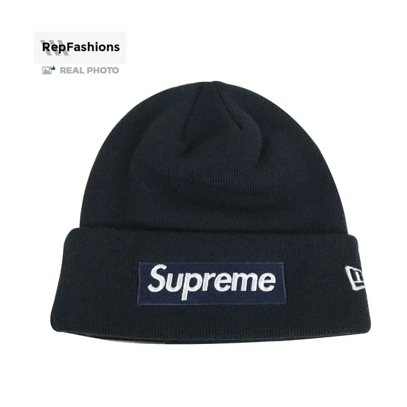 Supreme Box Logo Beanie New Era Navy
