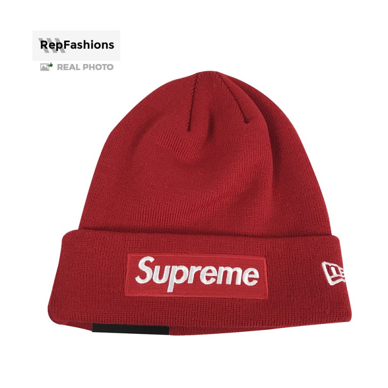 Supreme Box Logo Beanie New Era Red