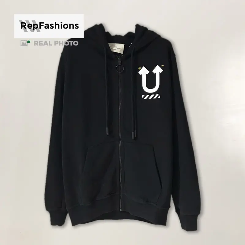 Cop Fashion Replica off white undercover skeleton RVRS full zip hoddie black front