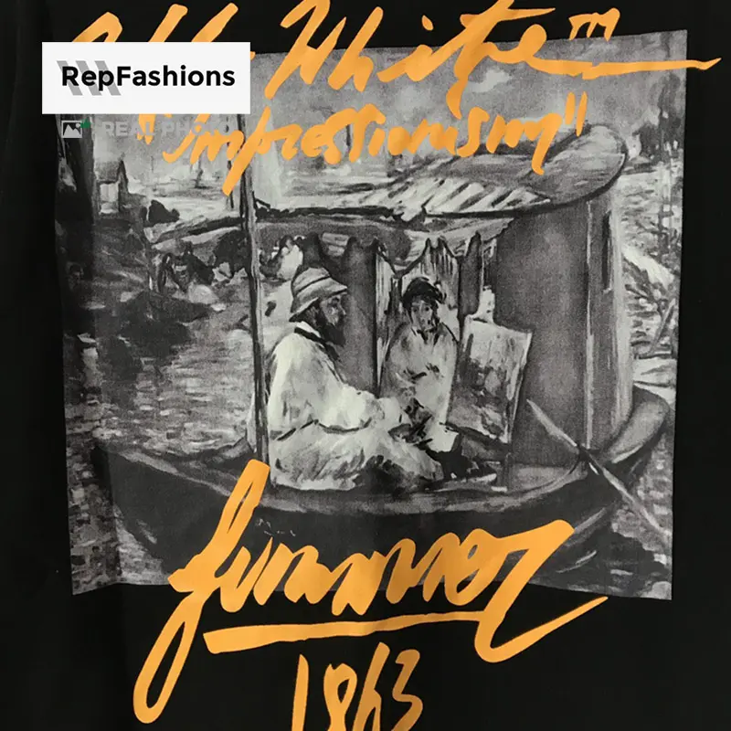 Off White 1863 Impressionism Print Black Hoodie Rear