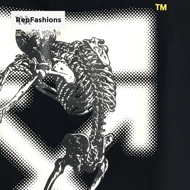 High Quality off white undercover skeleton print black hoodie