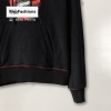 Off White undercover pullover black hoodie body front part rib cuff and bottom band red stitching